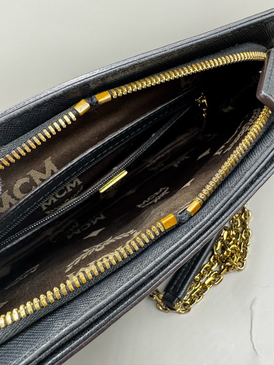 MCM Black Clutch with Gold Chain - Picture 8 of 10